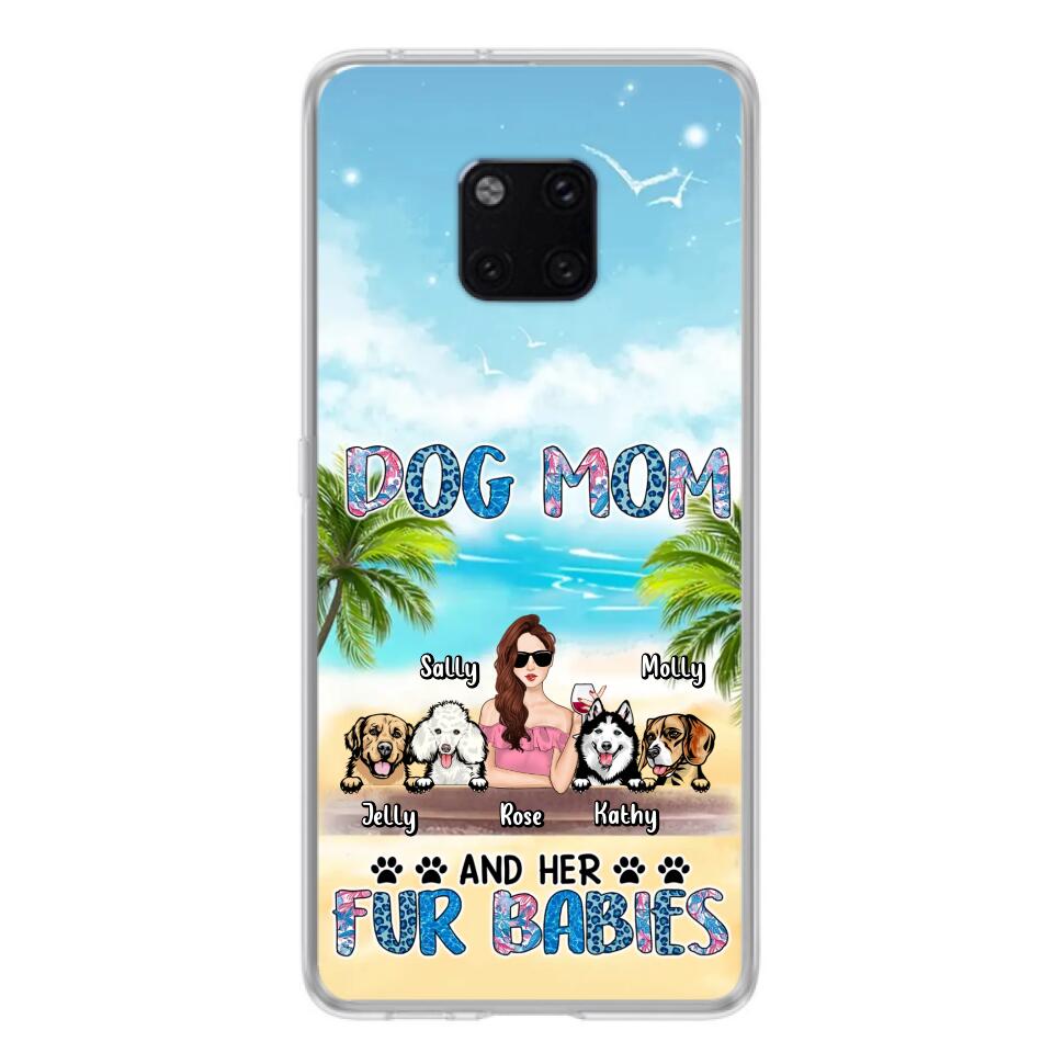 Personalized Dog Mom Summer Patterned Phone Case - Up to 4 Dogs - Gift Idea For Dog Mom/Dog Lovers - Dog Mom And Her Fur Babies - Cases For Oppo/Xiaomi/Huawei