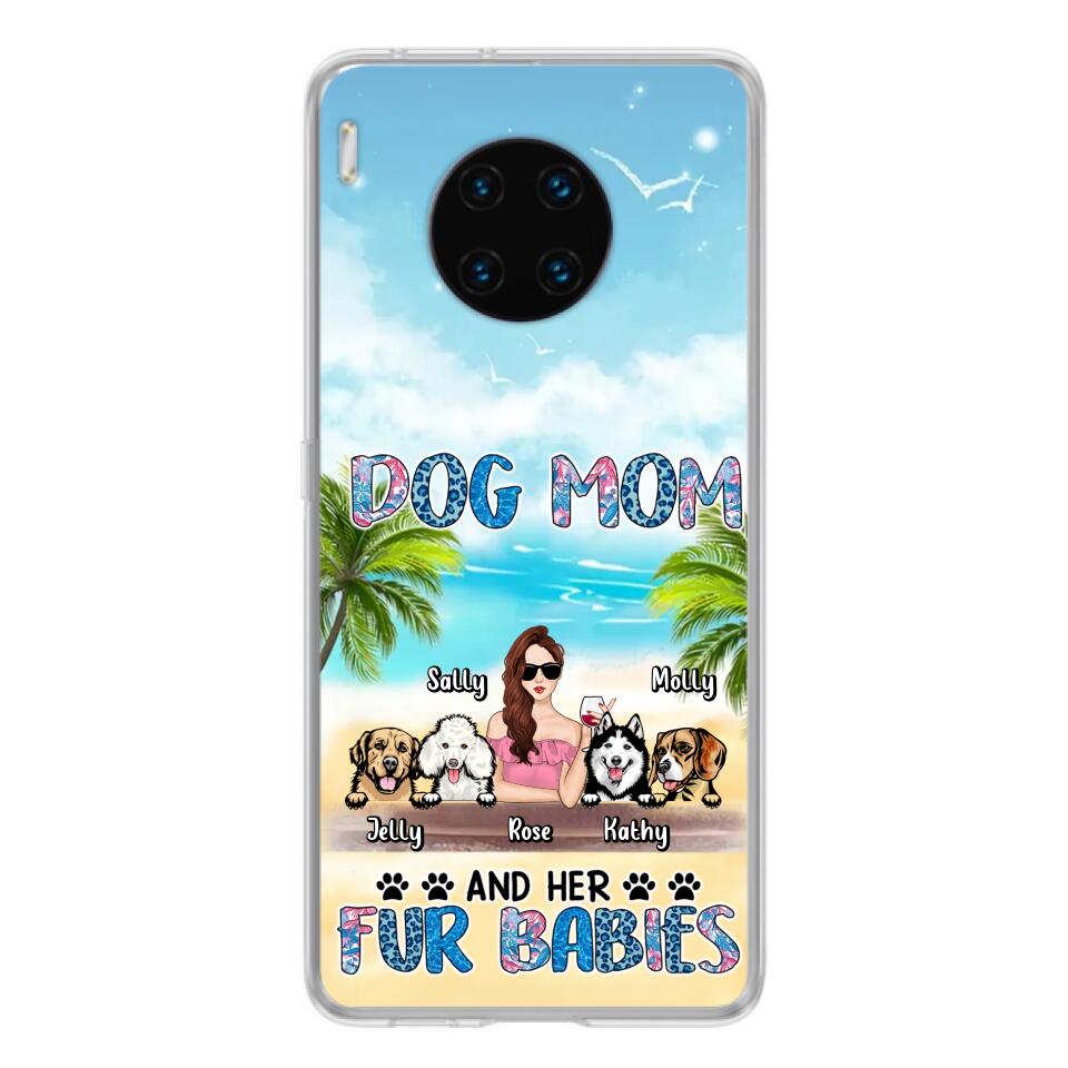 Personalized Dog Mom Summer Patterned Phone Case - Up to 4 Dogs - Gift Idea For Dog Mom/Dog Lovers - Dog Mom And Her Fur Babies - Cases For Oppo/Xiaomi/Huawei