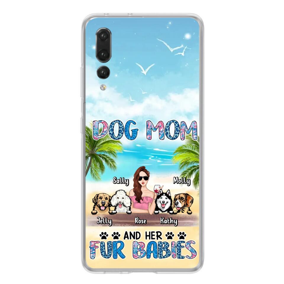 Personalized Dog Mom Summer Patterned Phone Case - Up to 4 Dogs - Gift Idea For Dog Mom/Dog Lovers - Dog Mom And Her Fur Babies - Cases For Oppo/Xiaomi/Huawei