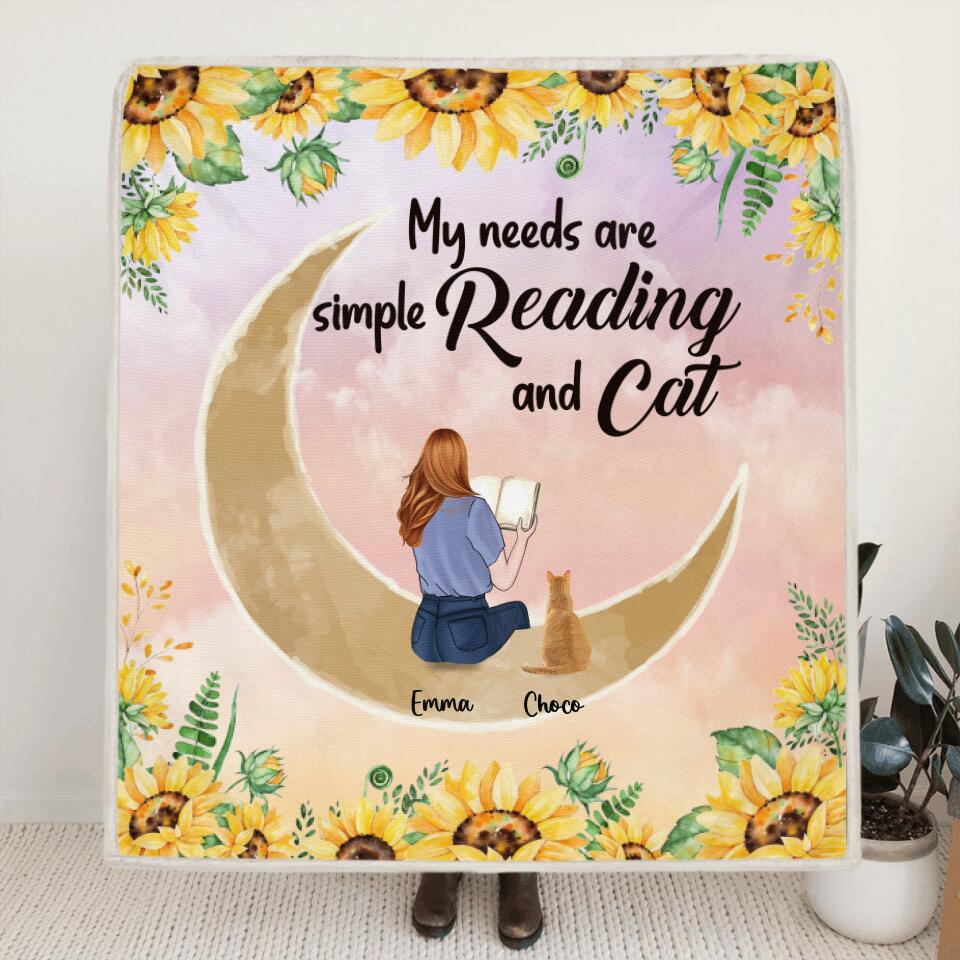 Personalized Reading Dog/Cat Quilt/Fleece Blanket - Best Gift Idea For Dogs/Cats Lovers - My Needs Are Simple Reading And Cat