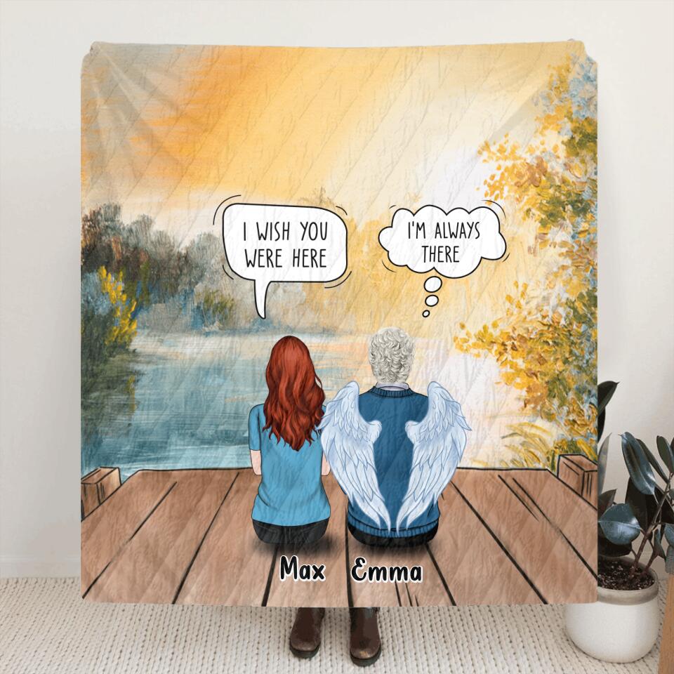 Personalized Memorial Quilt/Fleece Throw  Blanket/Pillow Cover - Gift Idea For Father's Day - Dad, I Miss You More Than Anything