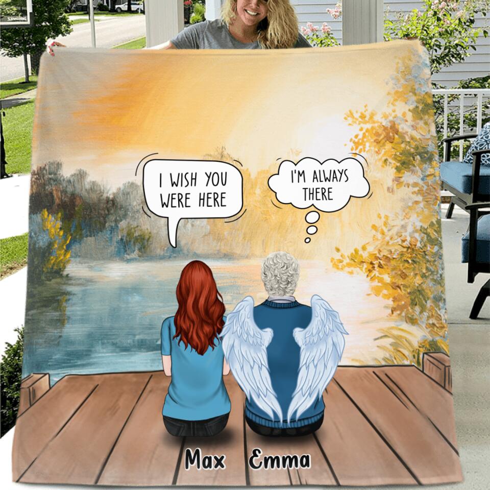 Personalized Memorial Quilt/Fleece Throw  Blanket/Pillow Cover - Gift Idea For Father's Day - Dad, I Miss You More Than Anything