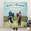 Personalized Riding Horse Quilt Blanket - Father and Son, Father and Daughter - Best Gift For Father's Day