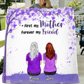 Personalized Beautiful Mom Quilt/Fleece Throw Blanket - Up to 5 People - Gift Idea For Mother's Day - First My Mother Forever My Friend
