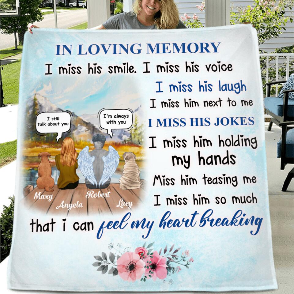 Personalized Memorial Fleece Throw Blanket/Quilt - Gift Idea For Father/Dog Lovers With Up To 2 Dogs - I Miss His Smile