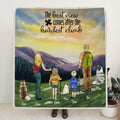 Personalized Sunrise Hiking Fleece Blanket/Quilt - Full Option With Up to 2 Kids & 3 Pets - Best Gift For Hiking Lovers - The Best View Comes After The Hardest Climb