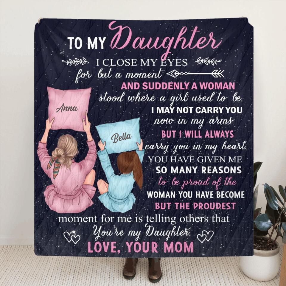 Personalized To My Daughter Fleece Throw Blanket/Quilt - Best Gift Idea From Mom to Daughter/Birthday Gift - The Proudest Moment For Me Is Telling Others That You're My Daughter