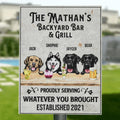 Personalized Dog Metal Sign - Family Name with up to 4 Dogs - Backyard Bar & Grill - 856IAJ