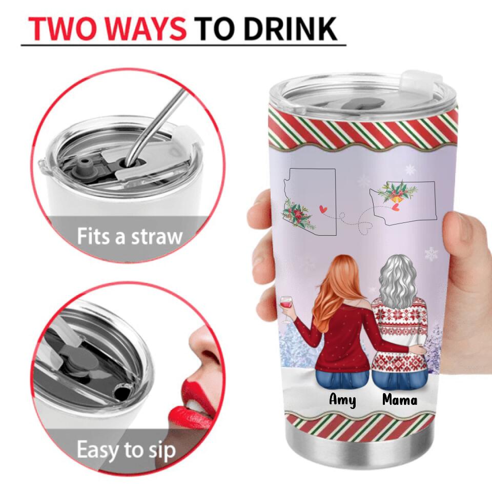 Personalized Mother And Daughter Tumbler - Christmas Gift Idea For Mother/Daughter - Up to 5 People - The Love Between A Mother and Daughter Knows No Distance