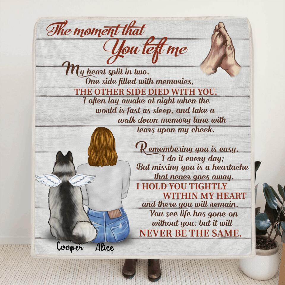 Personalized Dog Memorial Blanket - Woman & Dog - Gift For Dog Owners - My Heart Split In Two - 9RUHCI