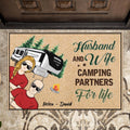 Personalized Camping Couple Doormat - Gift Idea For Couple/Camping Lover - Husband And Wife Camping Partners For Life