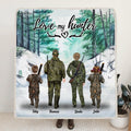 Personalized Hunting Fleece Blanket/Quilt Blanket - Parents With Up To 2 Kids/Couple/Single Parent/Solo Man/Woman - Best Gift For Hunting Lovers