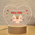 Personalized Heart Acrylic Photo Panel with Light Base - Valentine's Day Gift For Him/Her - Licking Each Other