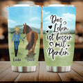Personalized Horse Girl Tumbler - Gift Idea For Horse Lovers/Girl - Up to 6 Horses - Das Leben Ist Besser Mit Pferden