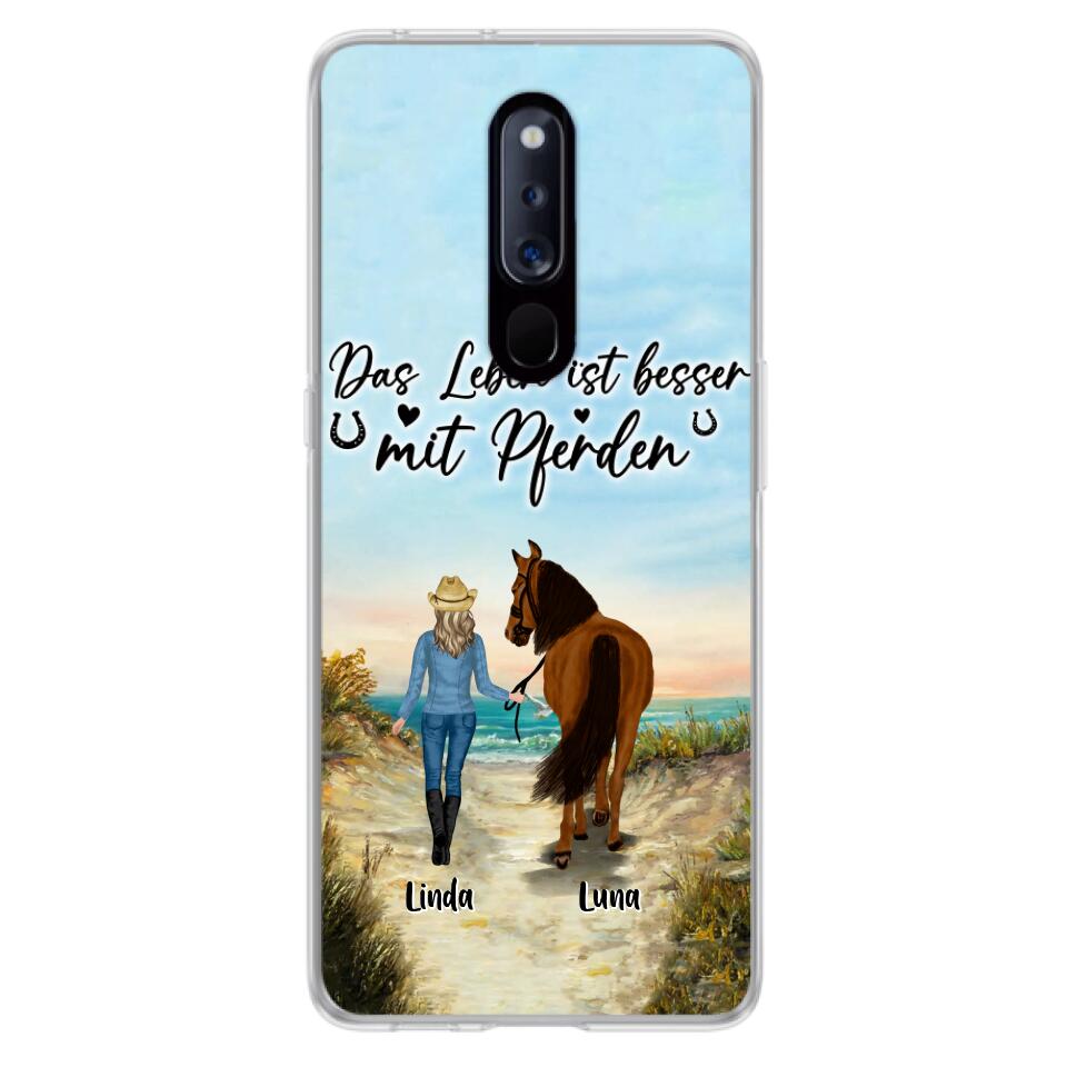 Personalized Horse Girl Phone Case - Gift Idea For Horse Lovers/Girl - Up to 6 Horses - Das Leben Ist Besser Mit Pferden - Cases For Oppo/Xiaomi/Huawei
