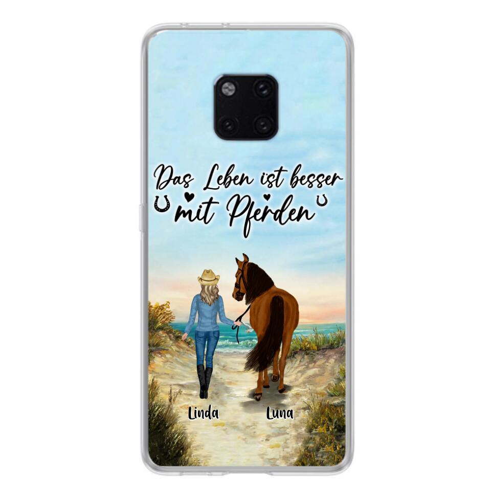 Personalized Horse Girl Phone Case - Gift Idea For Horse Lovers/Girl - Up to 6 Horses - Das Leben Ist Besser Mit Pferden - Cases For Oppo/Xiaomi/Huawei