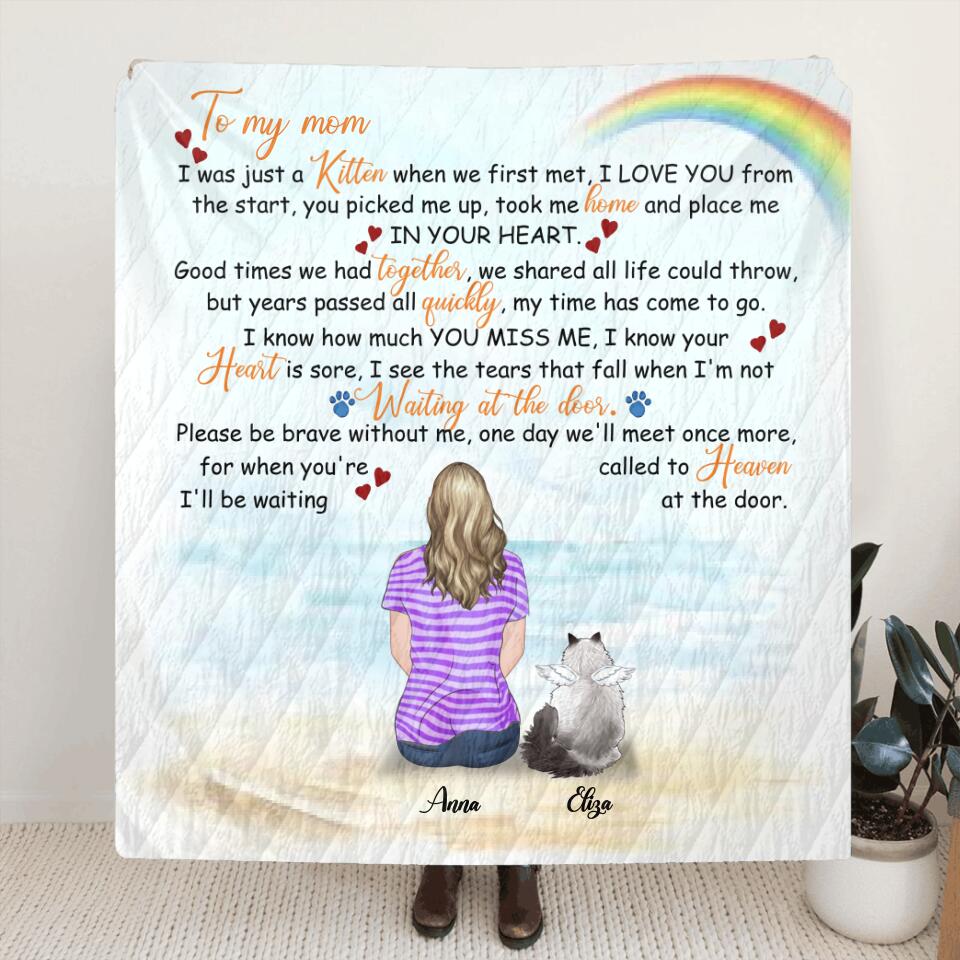 Personalized Memorial Cat Quilt/Fleece Blanket - Single Parent With Up to 4 Cats - Memorial Gift For Cat Lovers - M04NKJ