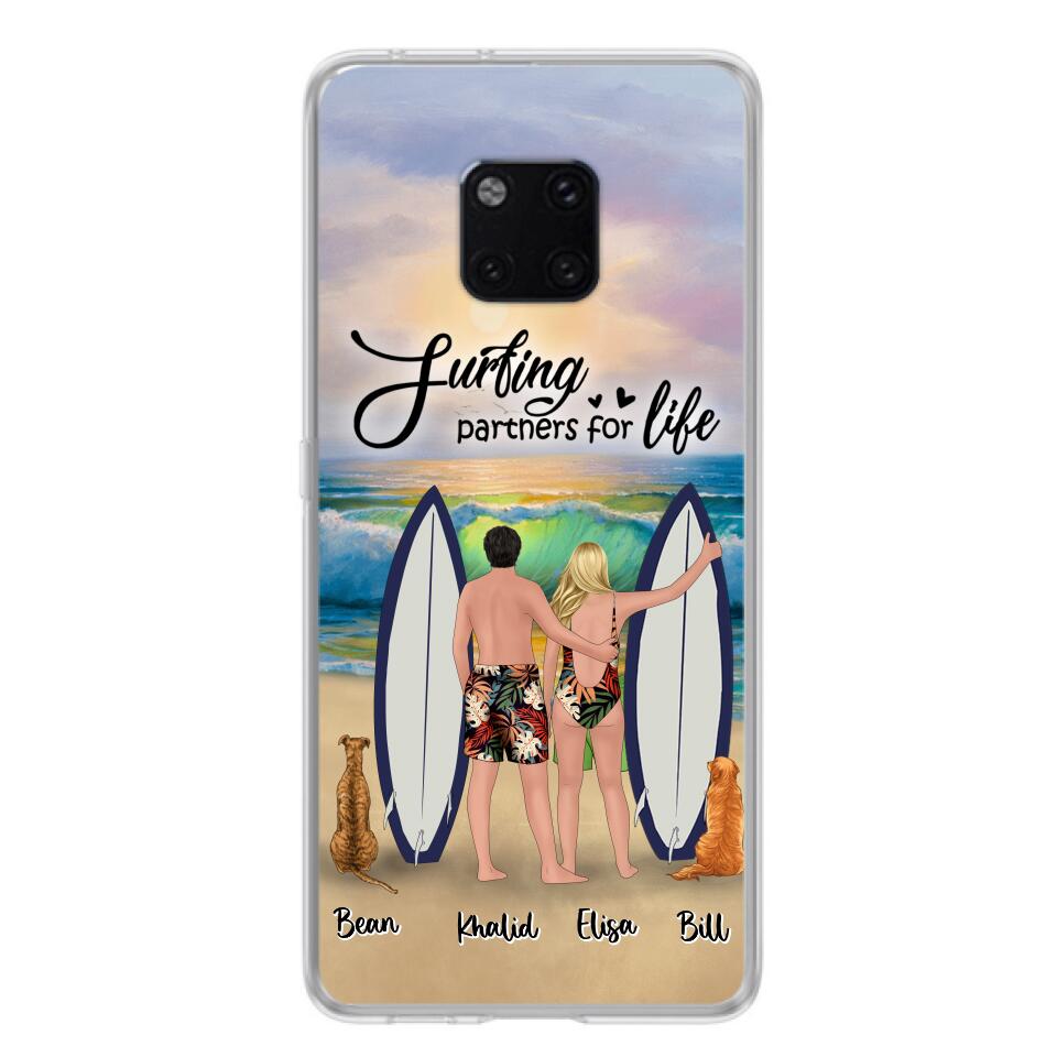 Personalized Surfing Phone Case - Couple And 2 Pets - Phone Case For Xiaomi, Huawei and Oppo- Surfing Partners For Life - CCS180