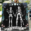 Personalized Horoscope Skeleton Couple Quilt/Fleece Throw Blanket - Gift Idea For Couple, Husband and Wife - Till The Death Do Us Part