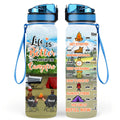 Personalized Camping Water Tracker Bottle - Adult/Couple/Parents With Up to 2 Kids And 3 Pets - Gift Idea For Camping Lover - Life Is Better Around The Campfire