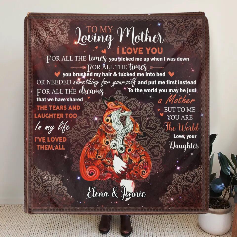 Personalized Loving Mother Fleece Throw Blanket/Quilt - Gift Idea For Mother's Day - To My Loving Mother I Love You