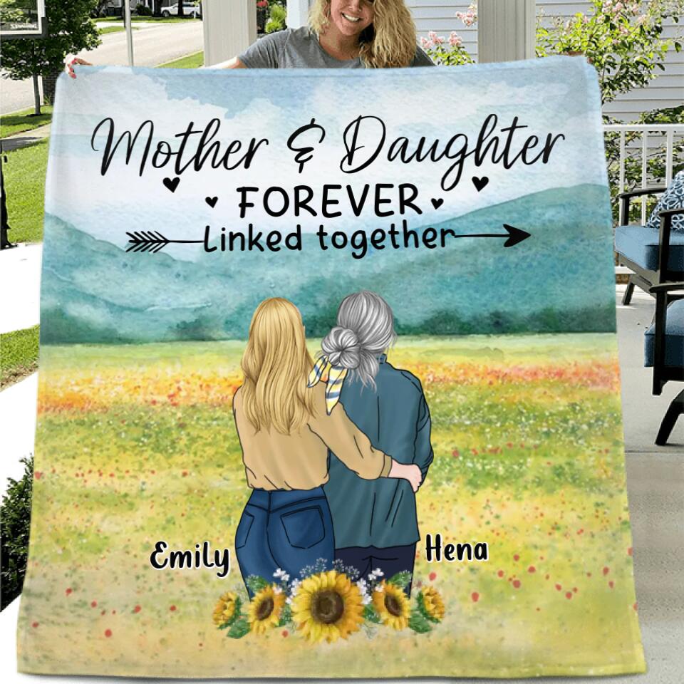Personalized Mom & Daughter Quilt/Fleece Throw Blanket/Pillow Cover - Mother's Day Gift Idea From Daughter - Mother & Daughter Forever Linked Together