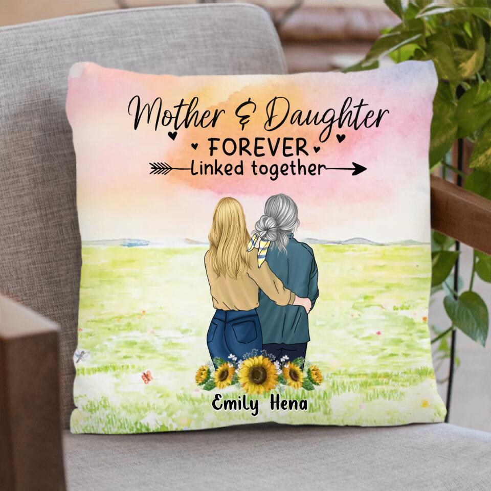 Personalized Mom & Daughter Quilt/Fleece Throw Blanket/Pillow Cover - Mother's Day Gift Idea From Daughter - Mother & Daughter Forever Linked Together