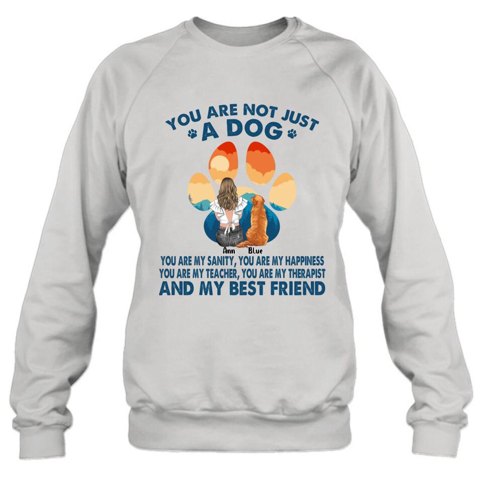 Personalized Dog Mom T-Shirt/Long sleeve/Sweatshirt/Hoodie - Gift Idea For Dog Lover/Mother's Day - Up to 4 Dogs - You Are Not Just A Dog