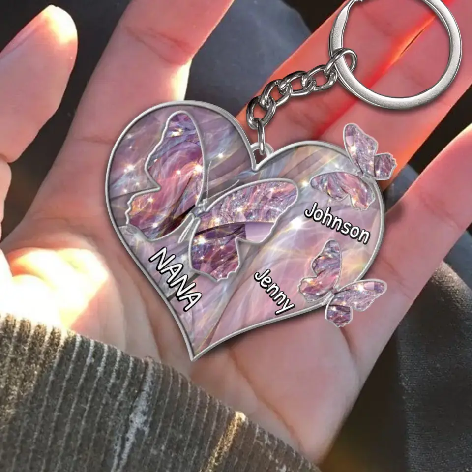 Personalized Butterfly Acrylic Keychain - Up to 3 Children - Best Gift Idea For Mother's Day