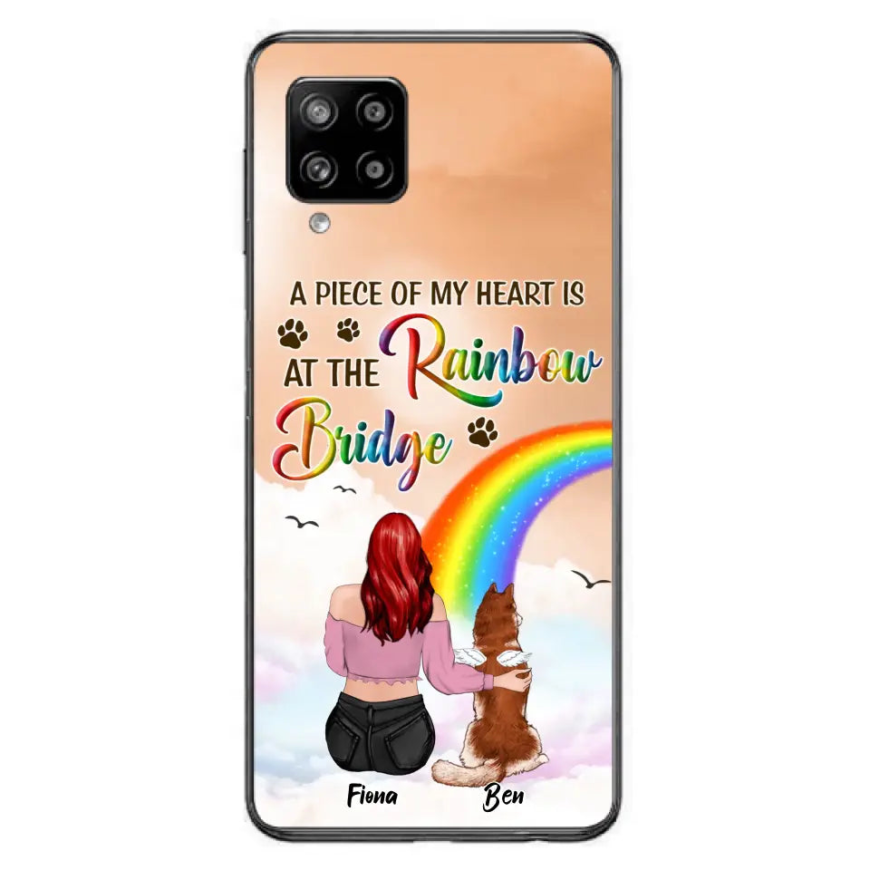 Custom Personalized Memorial Phone Case - Memorial Gift Idea for Dog/Cat Owners/Mother's Day - A Piece Of My Heart Is At The Rainbow Bridge - Case for iPhone/Samsung