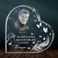 Personalized Memorial Photo Crystal Heart - German Version - Memorial Gift Idea for Father's Day/Mother's Day - Gott Hat Ditch In Seinen Armen Ich Habe Sich In Meinem Herzen