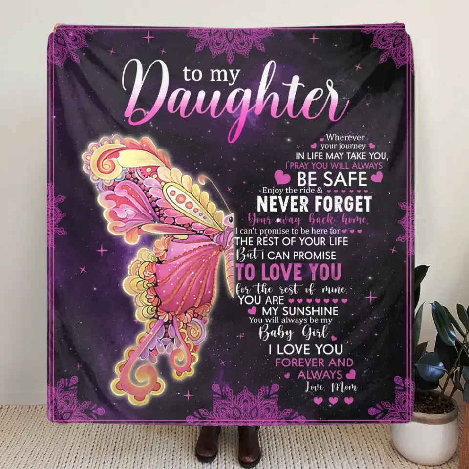Personalized Daughter Quilt/Fleece Throw Blanket - Gift Idea For Daughter From Mom - To My Daughter