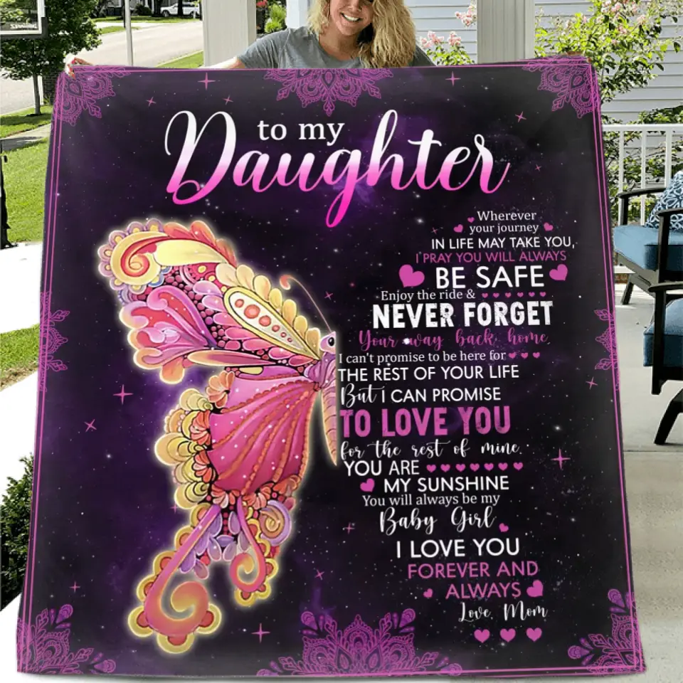 Personalized Daughter Quilt/Fleece Throw Blanket - Gift Idea For Daughter From Mom - To My Daughter