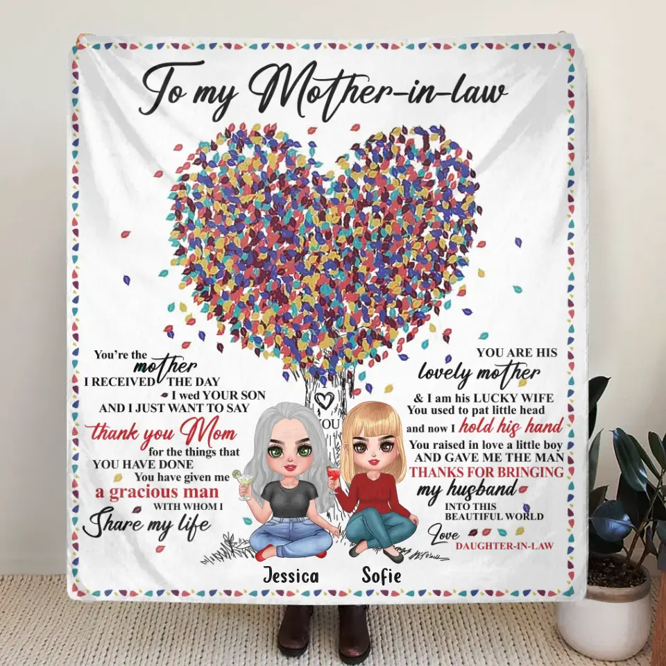 Personalized Mom Fleece Throw Blanket/Quilt - Mother's Day Gift Idea For Mother-In-Law - You're The Mother I Received The Day I Wed Your Son