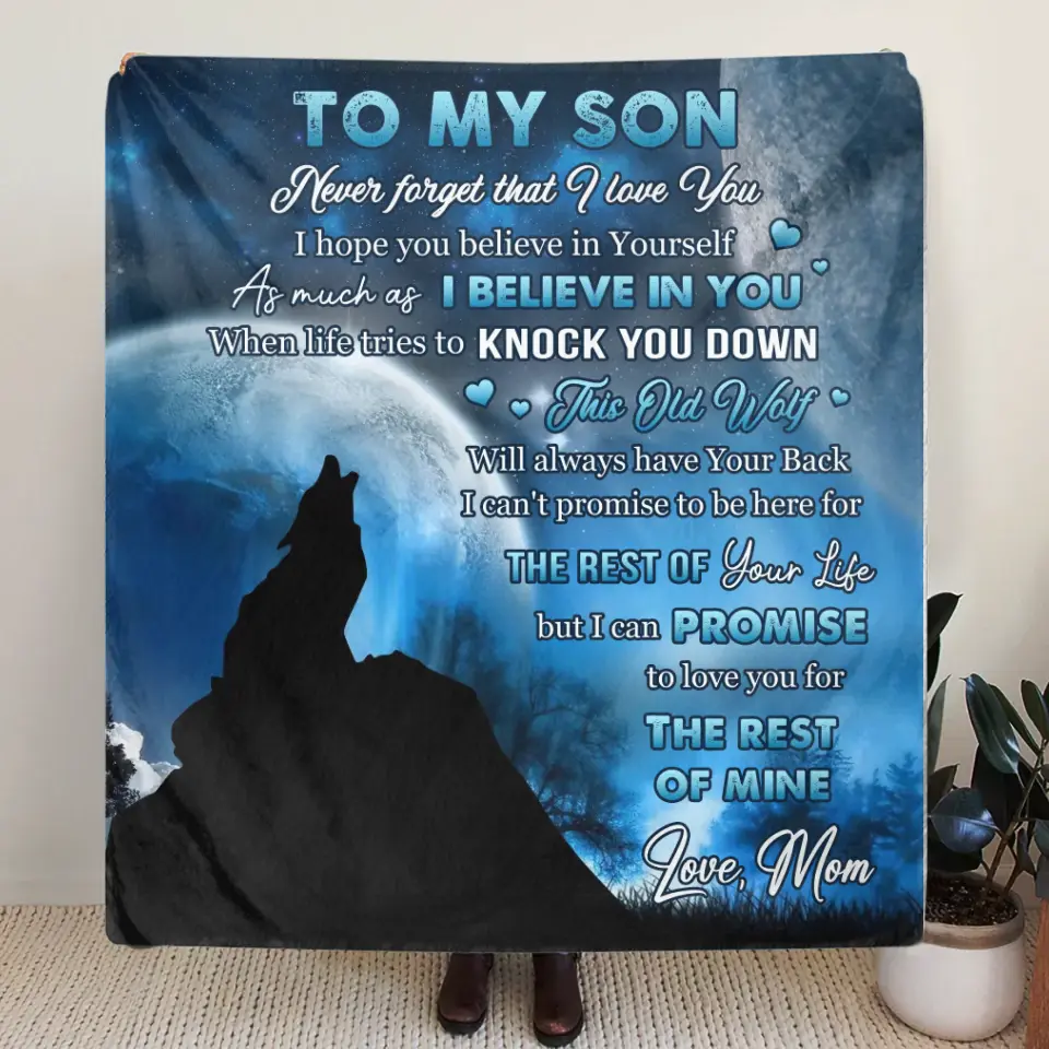 To My Son Fleece Throw Blanket & Quilt - Birthday Gift Idea From Mom Dad To Son - Never Forget That I Love You