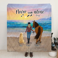 Personalized Footprint Quilt/Fleece Blanket - Up to 2 Horses/2 Dogs - Best Gift Dog Lovers/Horse Lovers - Never Walk Alone - G7PP86