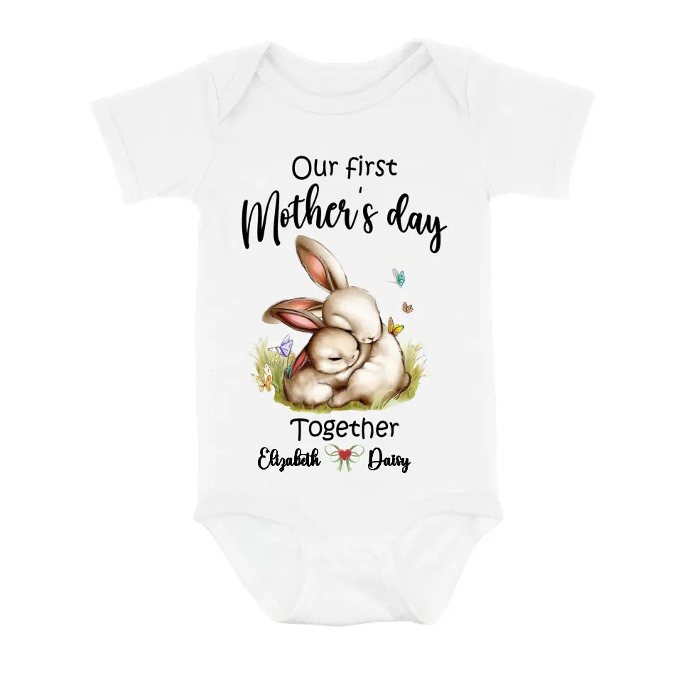 Personalized Rabbit Baby Onesie/T-Shirt - Gift Idea for Baby/Mother's Day - Our First Mother's Day Together