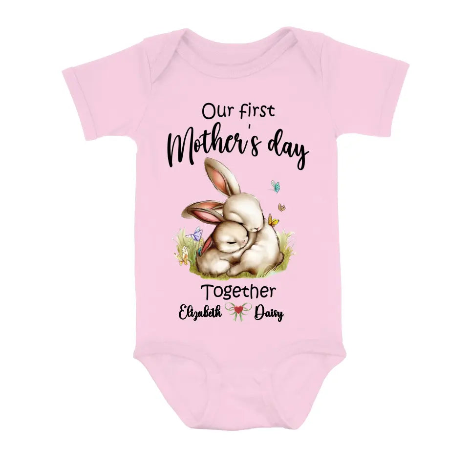 Personalized Rabbit Baby Onesie/T-Shirt - Gift Idea for Baby/Mother's Day - Our First Mother's Day Together