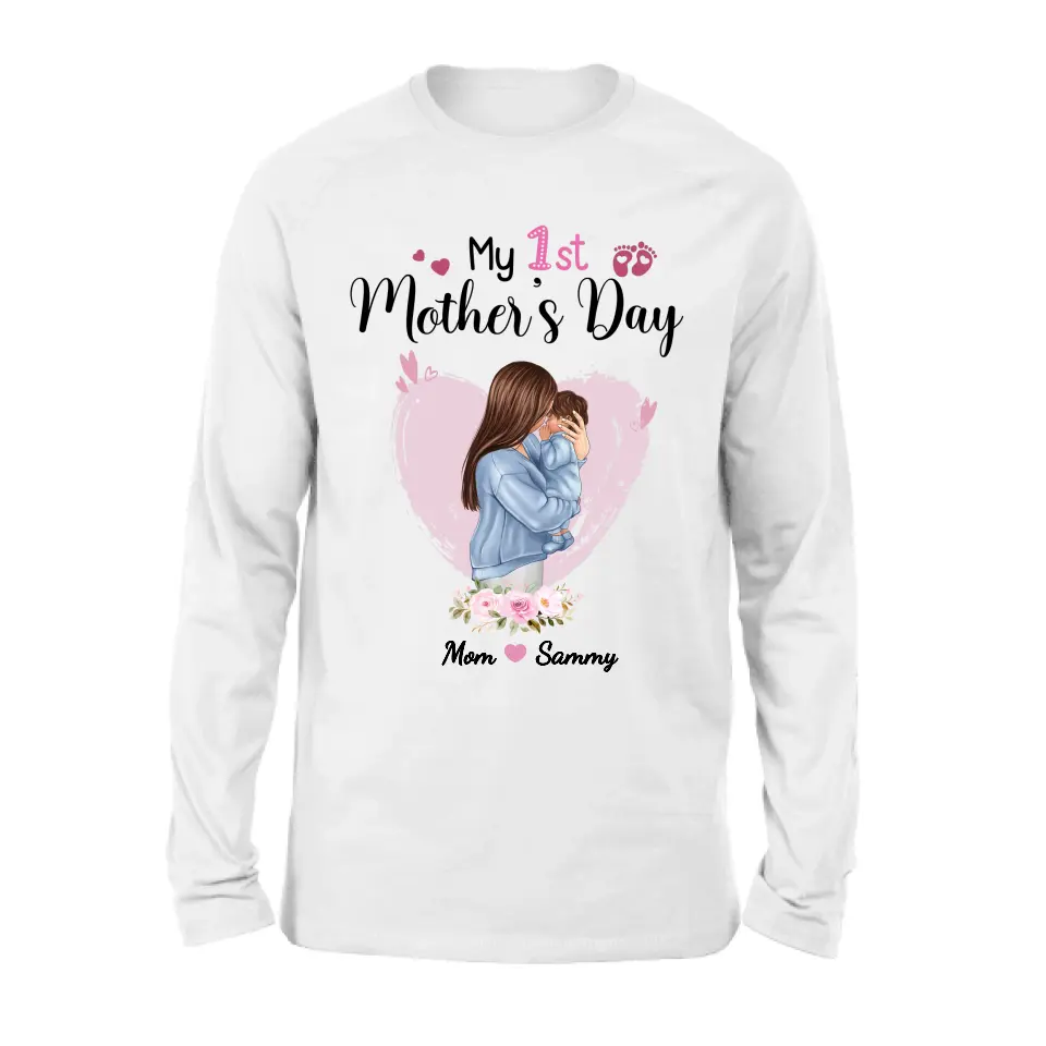 Custom Personalized Mother T-shirt/ Long Sleeve/ Sweatshirt/ Hoodie - Mother's Day Gift Idea - My 1st Mother's Day