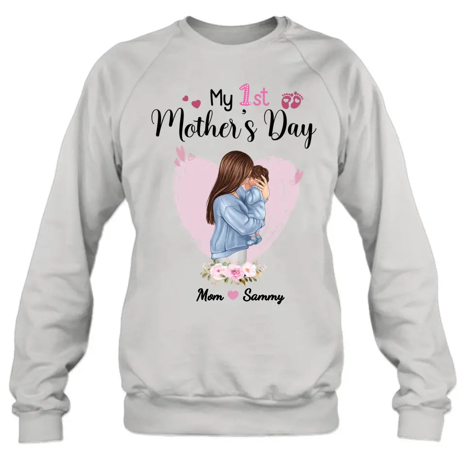 Custom Personalized Mother T-shirt/ Long Sleeve/ Sweatshirt/ Hoodie - Mother's Day Gift Idea - My 1st Mother's Day