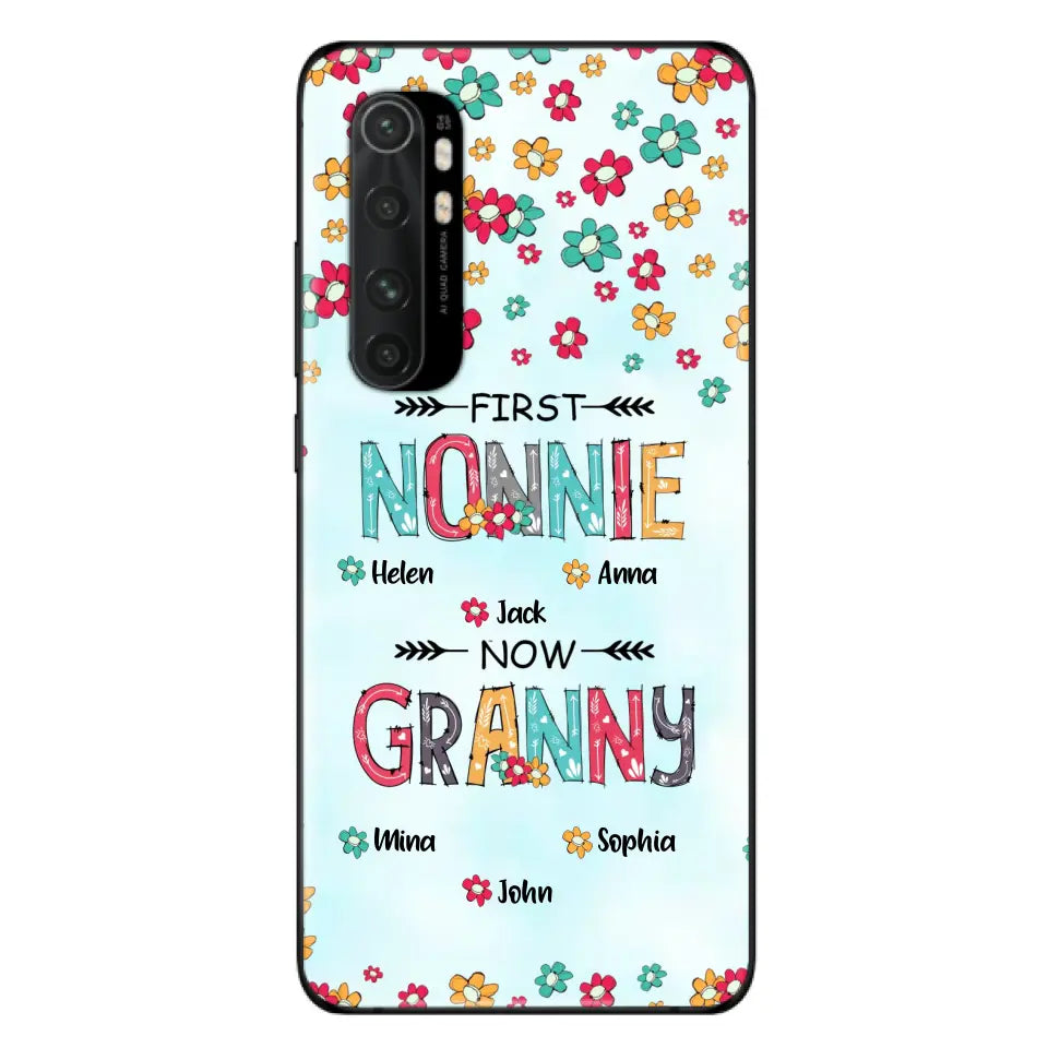 Personalized Grandma Phone Case - Up to 4 Kids And 8 Grandkids - Mother's Day Gift Idea for Grandma - First Mom Now Nana Kid And Grandkids Flower Pattern - Cases For Xiaomi/ Oppo/ Huawei