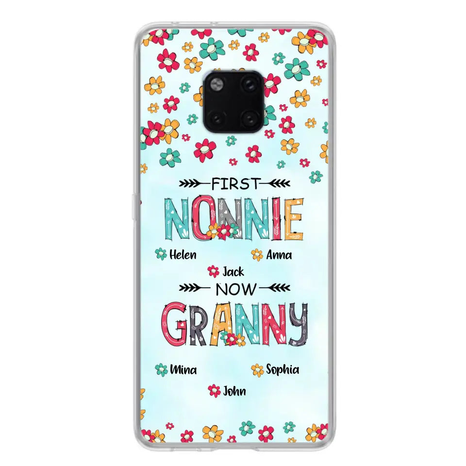 Personalized Grandma Phone Case - Up to 4 Kids And 8 Grandkids - Mother's Day Gift Idea for Grandma - First Mom Now Nana Kid And Grandkids Flower Pattern - Cases For Xiaomi/ Oppo/ Huawei