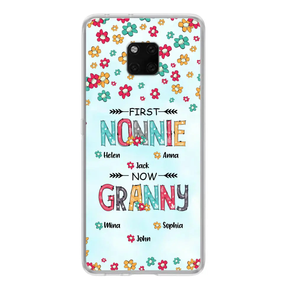 Personalized Grandma Phone Case - Up to 4 Kids And 8 Grandkids - Mother's Day Gift Idea for Grandma - First Mom Now Nana Kid And Grandkids Flower Pattern - Cases For Xiaomi/ Oppo/ Huawei