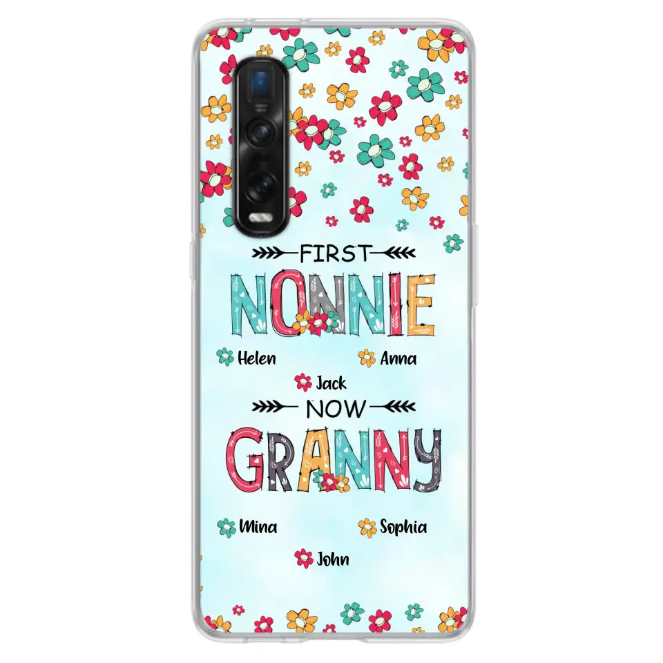 Personalized Grandma Phone Case - Up to 4 Kids And 8 Grandkids - Mother's Day Gift Idea for Grandma - First Mom Now Nana Kid And Grandkids Flower Pattern - Cases For Xiaomi/ Oppo/ Huawei