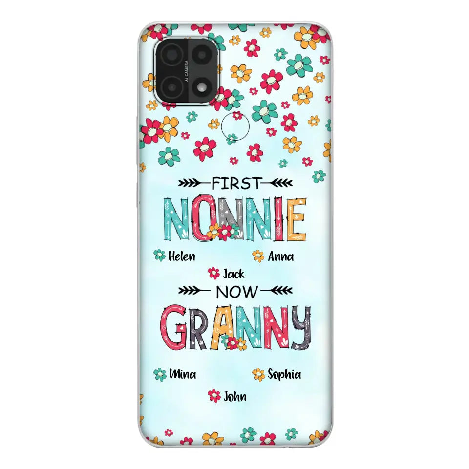 Personalized Grandma Phone Case - Up to 4 Kids And 8 Grandkids - Mother's Day Gift Idea for Grandma - First Mom Now Nana Kid And Grandkids Flower Pattern - Cases For Xiaomi/ Oppo/ Huawei