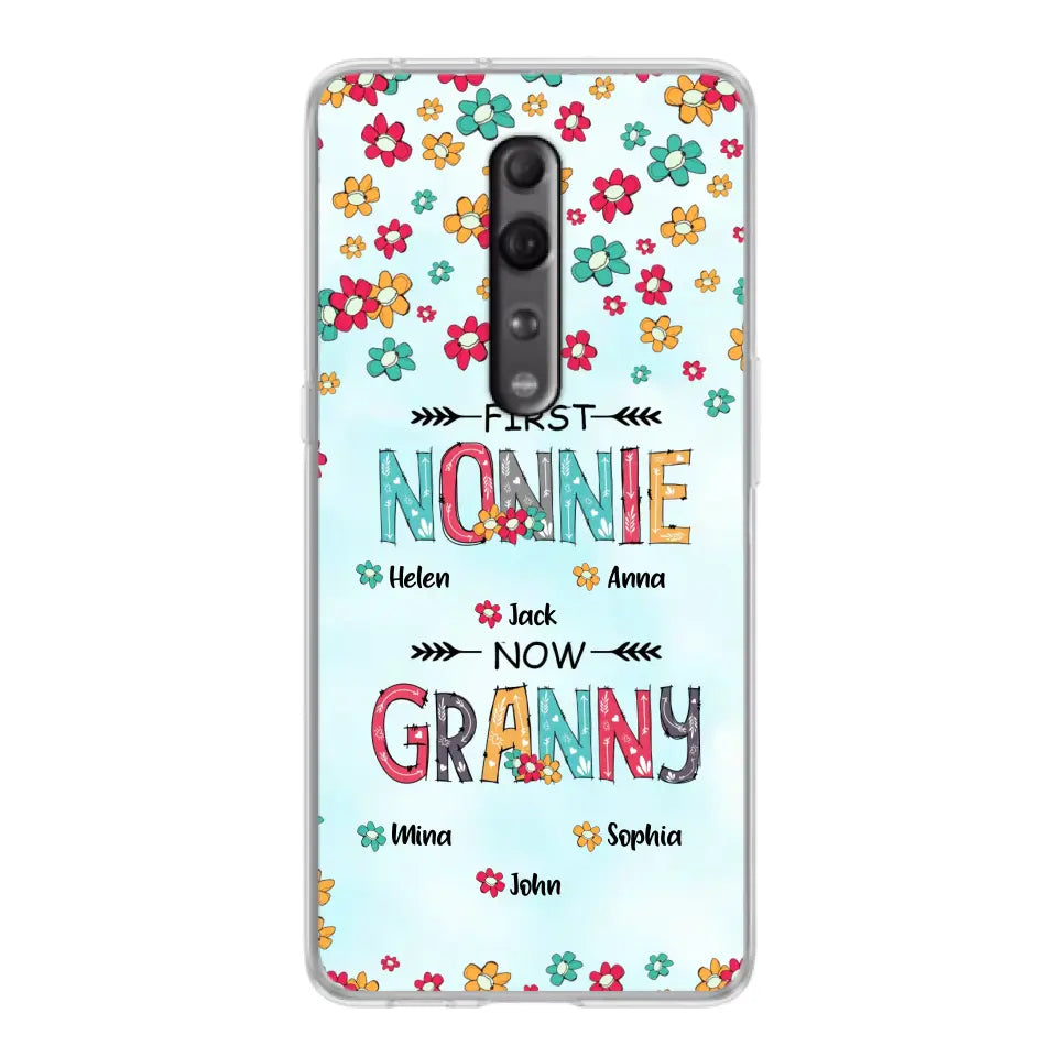 Personalized Grandma Phone Case - Up to 4 Kids And 8 Grandkids - Mother's Day Gift Idea for Grandma - First Mom Now Nana Kid And Grandkids Flower Pattern - Cases For Xiaomi/ Oppo/ Huawei