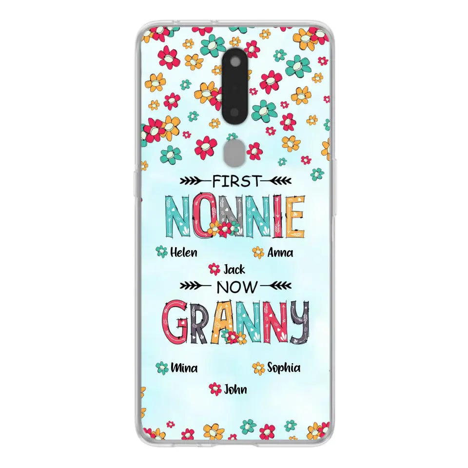 Personalized Grandma Phone Case - Up to 4 Kids And 8 Grandkids - Mother's Day Gift Idea for Grandma - First Mom Now Nana Kid And Grandkids Flower Pattern - Cases For Xiaomi/ Oppo/ Huawei