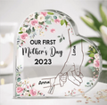 Personalized Hand Crystal Heart - Gift Idea For Mother's Day - Up to 6 Kids - Our First Mother's Day 2023