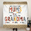 Personalized Grandma Fleece Throw Blanket/Quilt - Up to 4 Kids And 8 Grandkids - Mother's Day Gift Idea for Grandma - First Mom Now Nana Kid And Grandkids