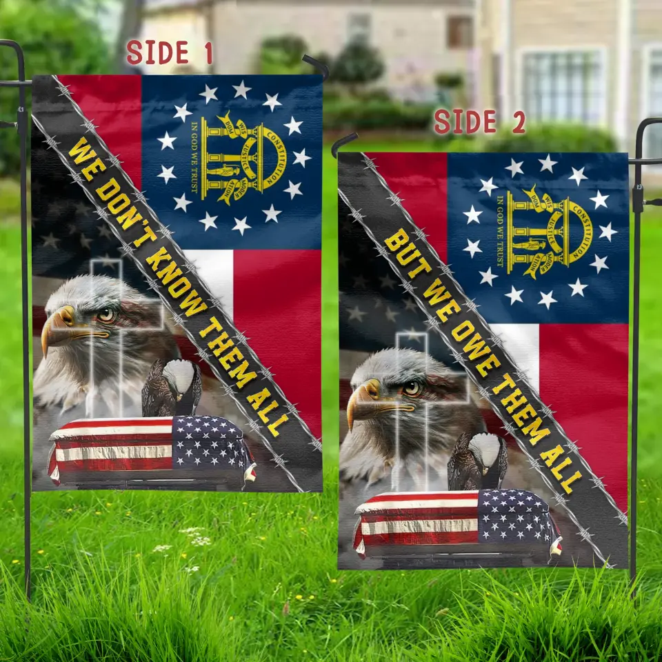 Personalized Memorial Day 2 Sides Flag Sign  - Memorial Day/Independence Day Gift Idea - We Don't Know Them All But We Owe Them All